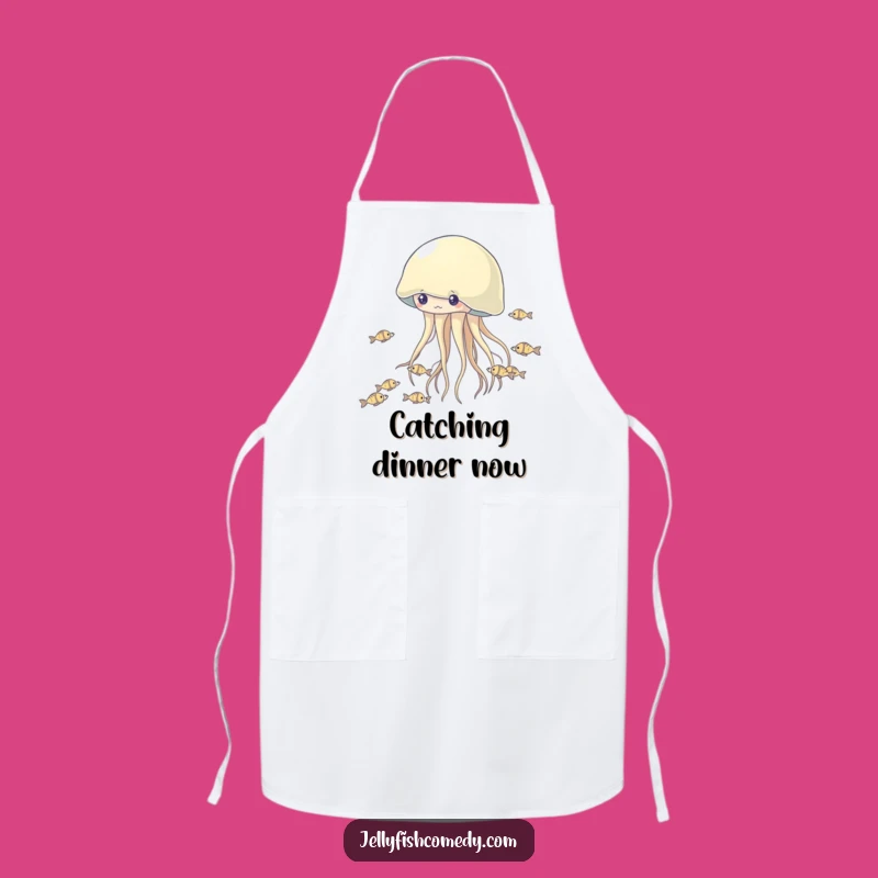Funny Jellyfish Fish Chase Apron: Hilarious Kitchen Wear for a Playful Cook