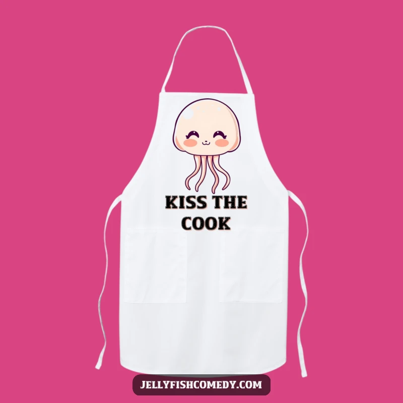 Funny Kawaii Kiss Jellyfish Apron: Sweet Kitchen Humor