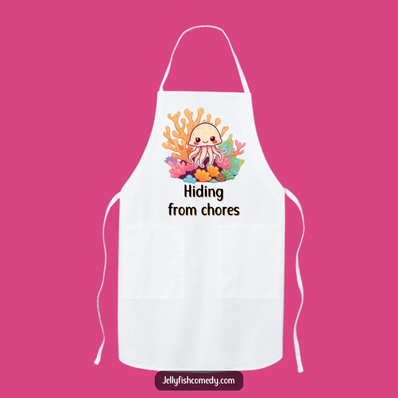 Funny Jellyfish Coral Peek Apron: Playful Kitchen Wear for a Charming Cook