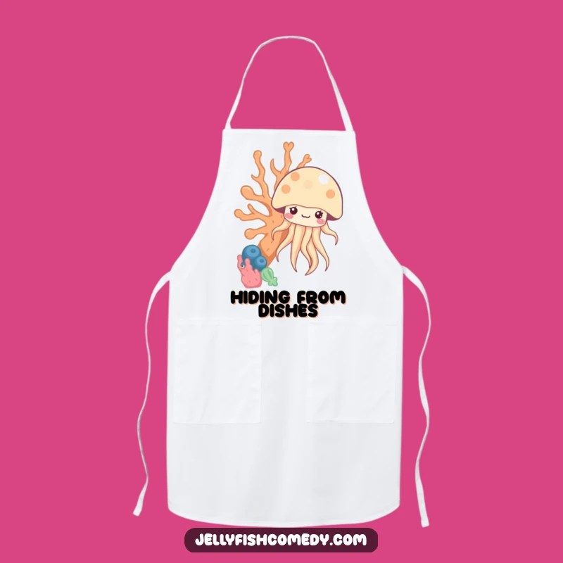 Funny Peekaboo Jellyfish Apron - Kawaii Under the Sea Coral Kitchenware