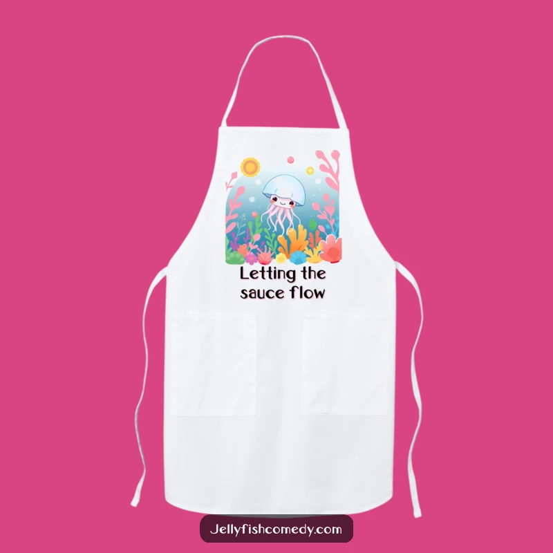 Funny Jellyfish Apron: Underwater Plants & Cheerful Cooking Humor