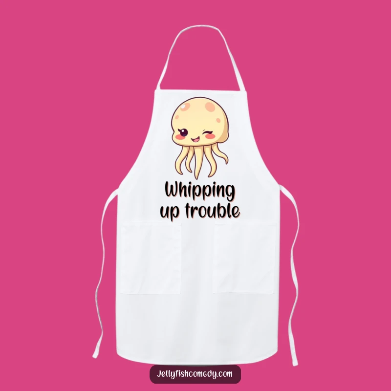 Funny Winking Jellyfish Apron: Kitchen Mischief & Chef Gift Idea