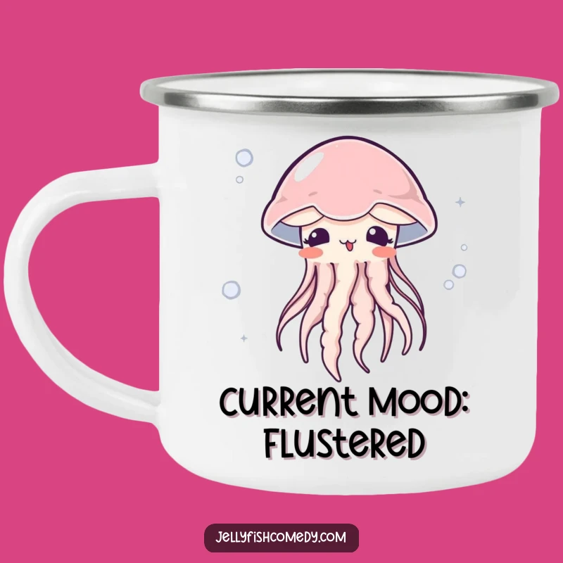 Funny Surprised Jellyfish Camping Mug: Cute Embarrassed Humor for Adventures!