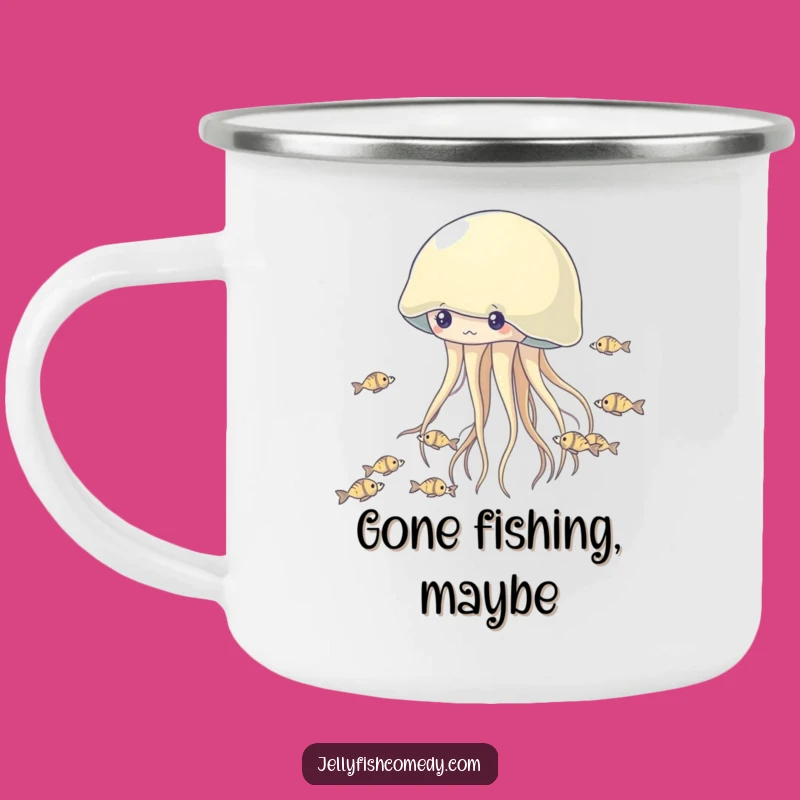 Funny Jellyfish Fish Chase Camping Mug: Durable Cartoon Mug for Outdoor Adventures