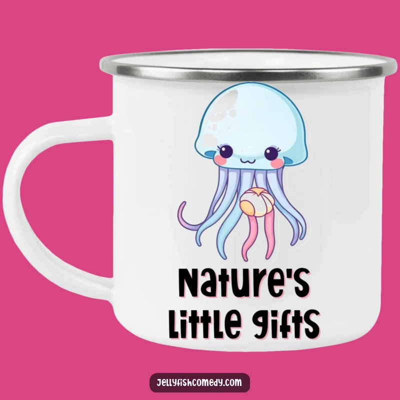 Funny Jellyfish Seashell Camping Mug: Outdoor Serenity & Beach Gift