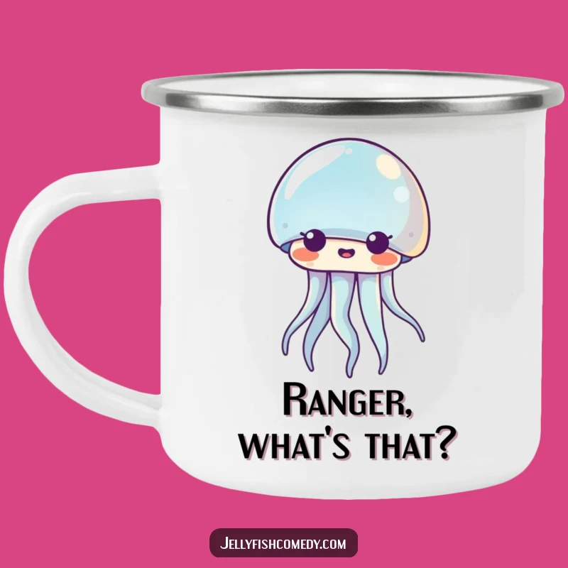Funny Kawaii Jellyfish Camping Mug: Surprised Outdoors, Perfect Humorous Gift