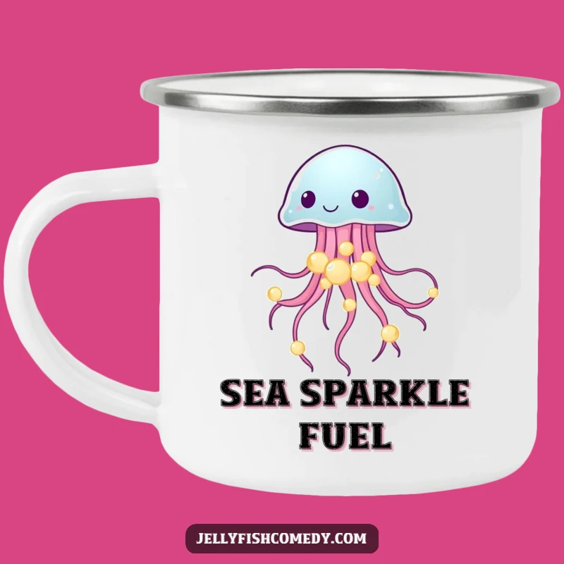 Funny Jellyfish Pearl Camping Mug: Outdoor Enchantment with Ocean Glow