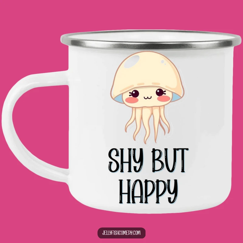 Funny Shy Jellyfish Blushing Camping Mug: Sip Sweetness Outdoors