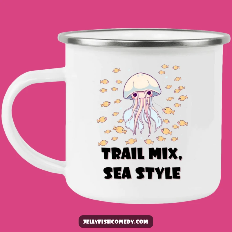 Funny Jellyfish Fish Camping Mug: Outdoor Adventures with Marine Friends