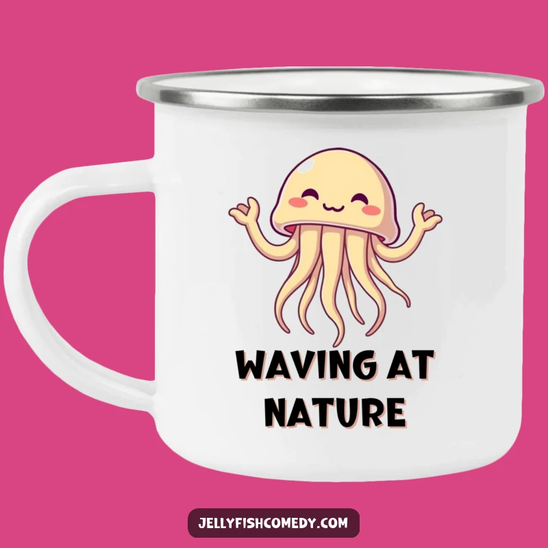 Funny Excited Jellyfish Camping Mug: Your Hilarious Companion for Cheerful Adventures!