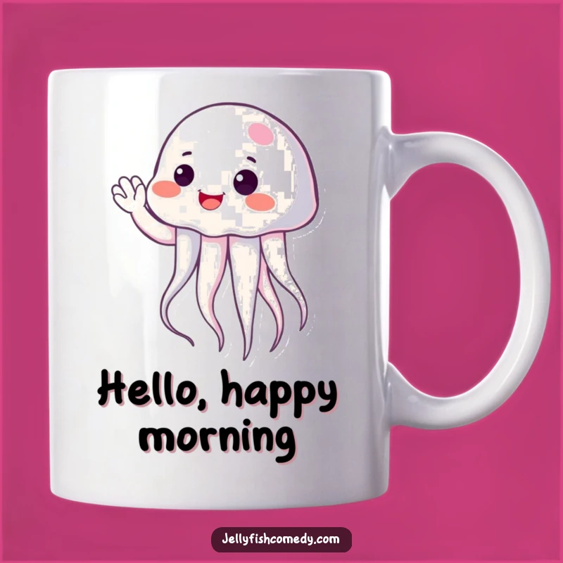 Funny Friendly Jellyfish Wave Mug - Cheerful Ocean Greeting Gift
