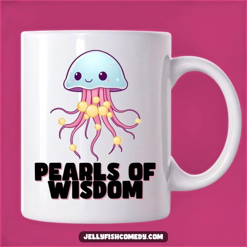 Funny Jellyfish Pearl Mug: Elegant Humor for Ocean Lovers