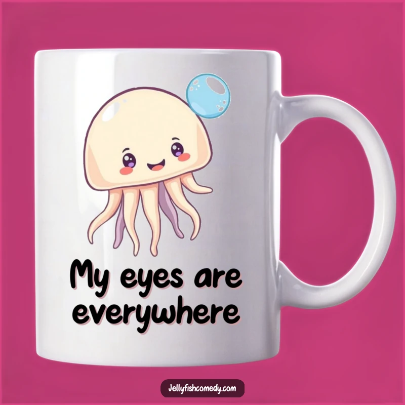 Funny Smiling Eyes Jellyfish Mug: A Playful Bubble Bounce Gift Idea