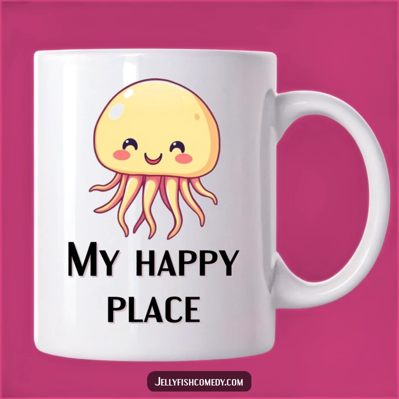 Funny Smiling Jellyfish Mug: Cheerful Ocean Friend, Perfect Funny Gift Idea