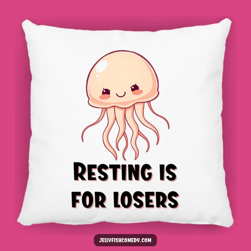 Funny Determined Jellyfish Pillow: Cozy Comfort with Motivational Humor!