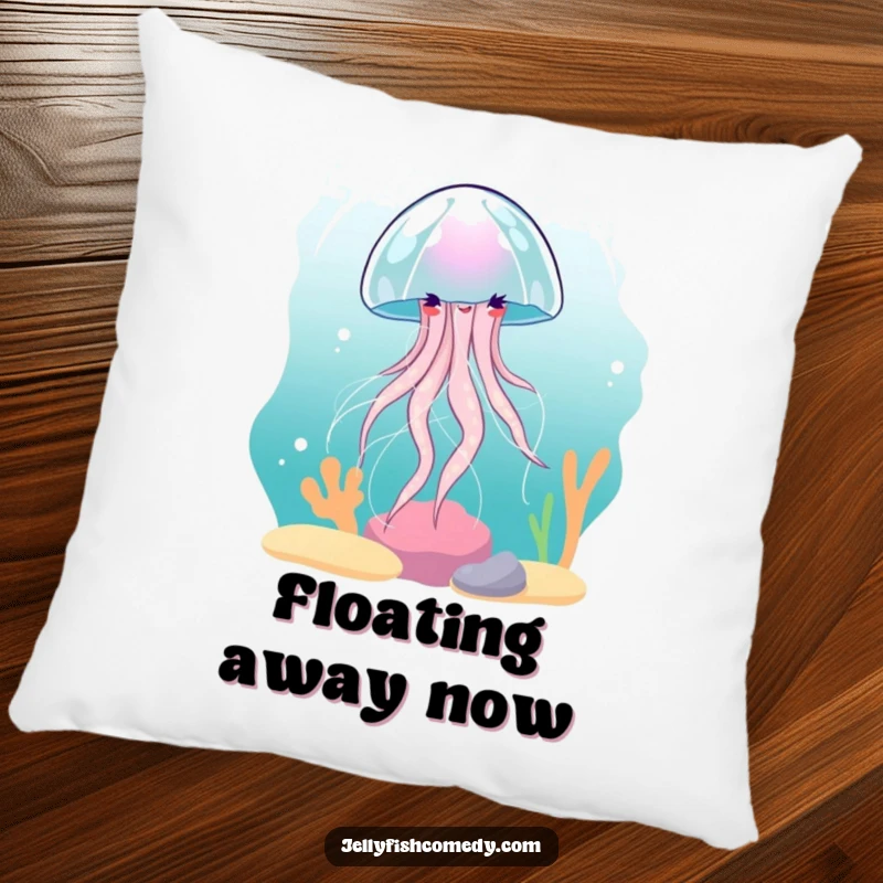 Funny Jellyfish Pillow: A plush cushion with a funny jellyfish spinning gracefully, offering humorous and peaceful comfort.
