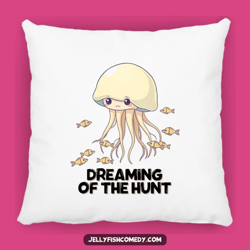 Funny Jellyfish Fish Chase Pillow: Comfy Cartoon Cushion for a Hilarious Touch