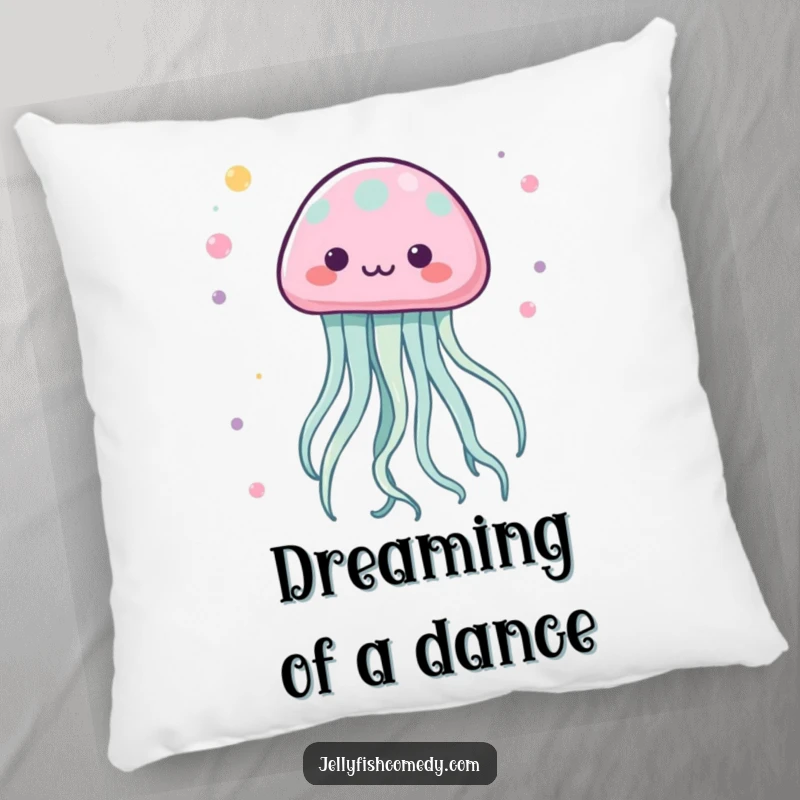 Funny Kawaii Jellyfish Pillow with tentacles dancing in a lively pattern, perfect for comfort and a touch of fun.