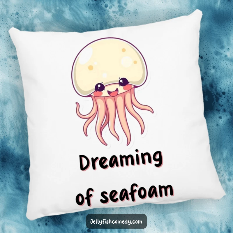 Funny Kawaii jellyfish pillow, a plush, giggling sea creature with soft, wiggling tentacles for ultimate comfort and humor.