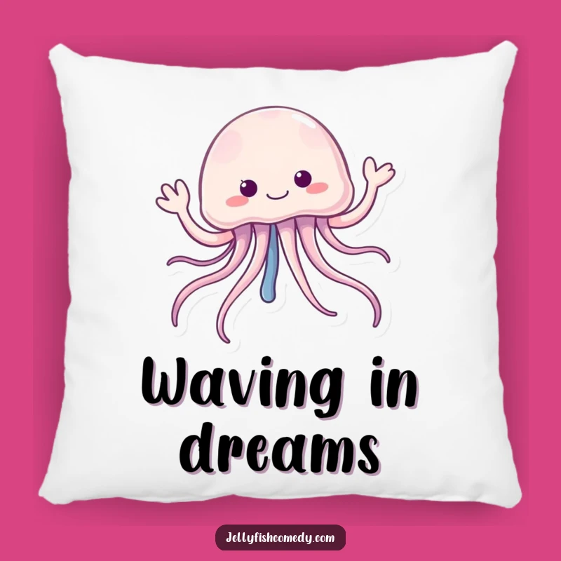 Funny Jellyfish Waving Hello Pillow: Soft Comfort with Greeting