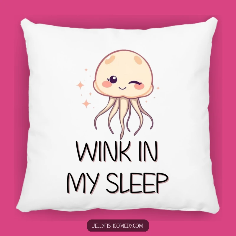 Funny Winking Jellyfish Pillow: Sparkle Trail Comfort Humor