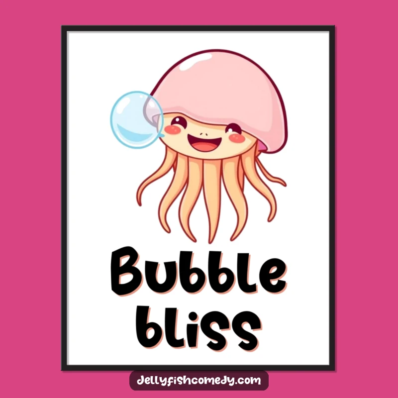 Funny Grinning Jellyfish Digital Art: Joyful Bubble Print, Instant Download!