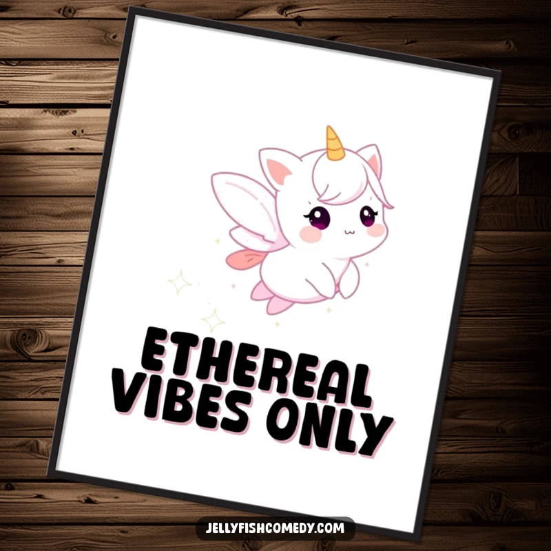 Funny digital art print of a small, ethereal creature trailing sparkling stardust, offering instant magical decor.