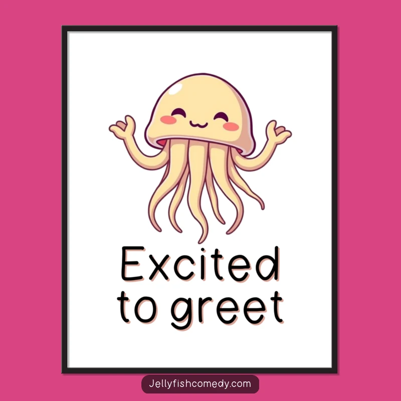 Funny Excited Jellyfish Digital Art: Instant Energetic Decor for Walls!