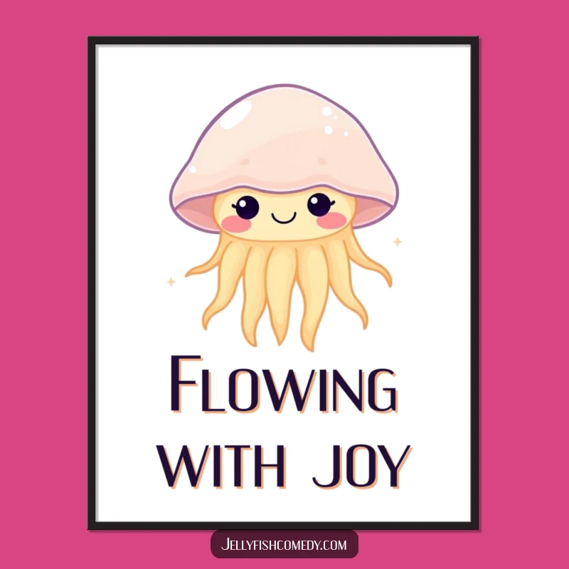 Funny Kawaii Jellyfish Pulsing Digital Print: Instant Wall Art