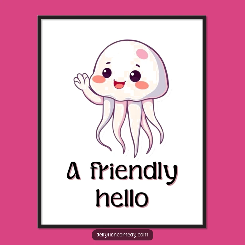 Funny Friendly Jellyfish Wave Digital Art - Instant Cheerful Decor