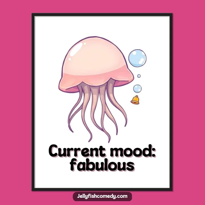 Funny Jellyfish Bubble Bounce Digital Art: Instant Ocean Humor Download Gift