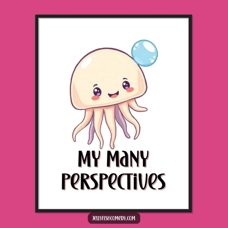 Funny Jellyfish Digital Print: Playful Bubble Bounce Wall Art Decor