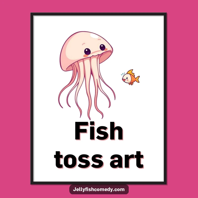 Funny Jellyfish Fish Toss Digital Art - Playful Antics Wall Decor Gift