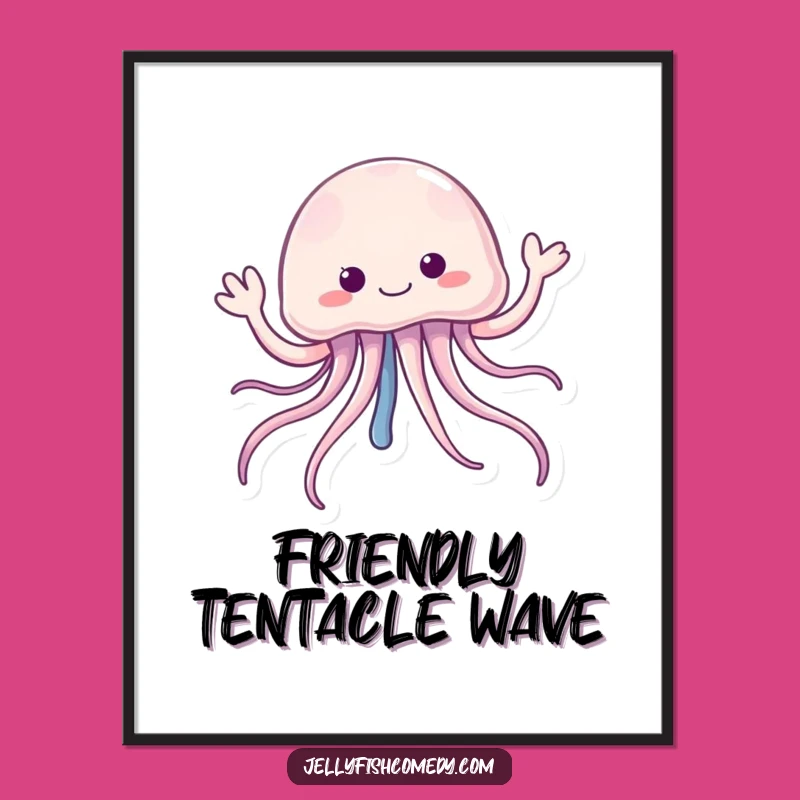 Funny Jellyfish Waving Hello Digital Print: Instant Cheerful Art