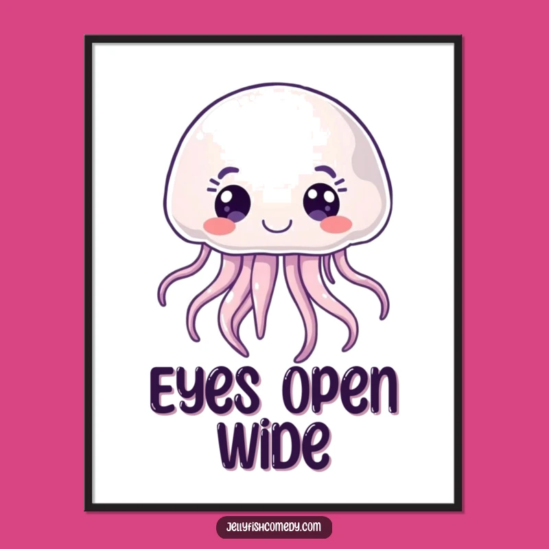 Funny Joyful Jellyfish Digital Art, Curious Sea Creature Print, Instant Gift