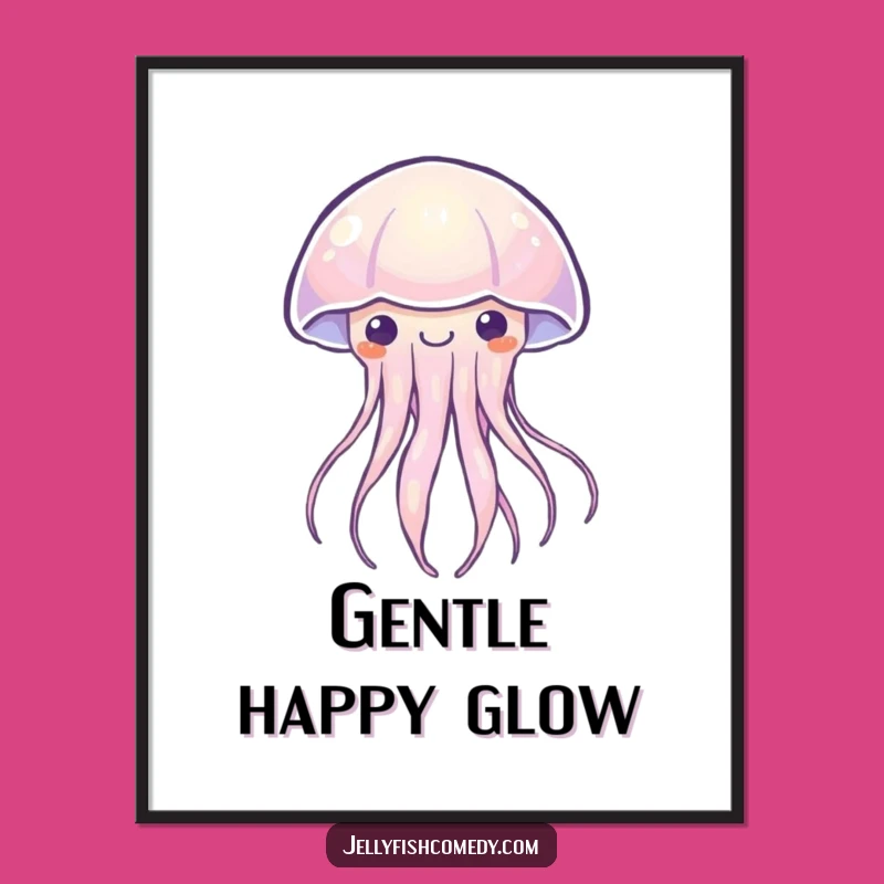 Funny Kawaii Jellyfish Digital Art: Happy Glow, Instant Humorous Download