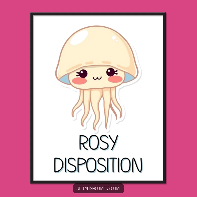 Funny Shy Jellyfish Blushing Digital Art: Instant Sweetness For Walls