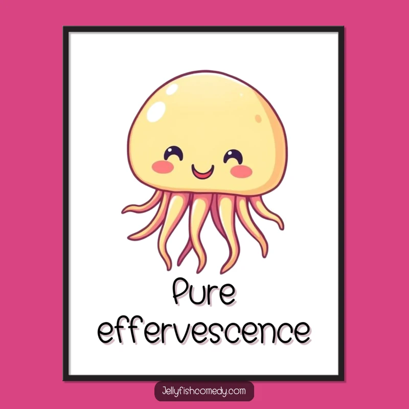 Funny Smiling Jellyfish Digital Art: Cheerful Ocean Vibes, Instant Joyful Wall Decor