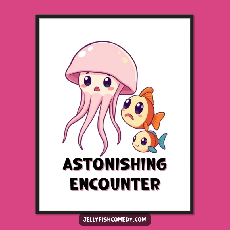 Funny Surprised Jellyfish Digital Art Print - Instant Humor For Your Walls