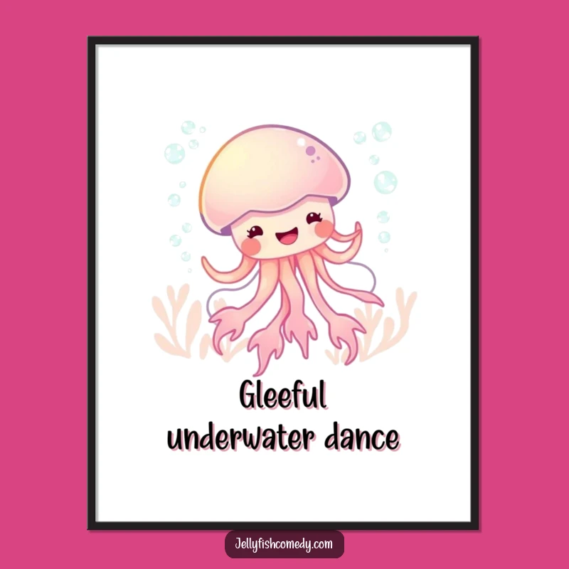 Funny Glee Jellyfish Dance Digital Art, Bubbly Sea Creature Print, Instant Gift