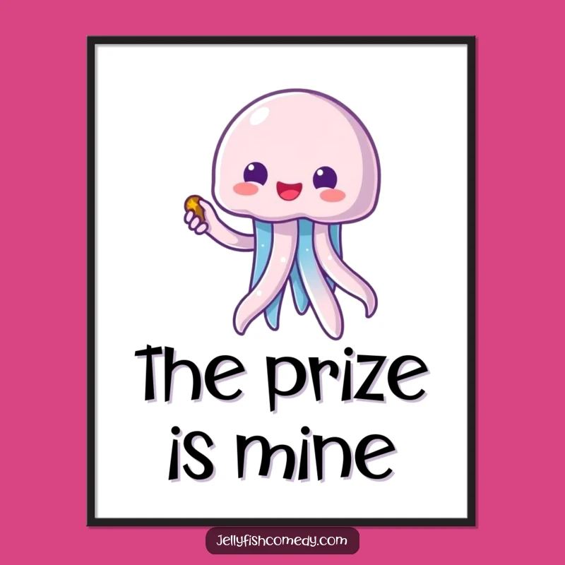 Funny Kawaii Jellyfish Treasure Digital Print - Instant Humorous Wall Art