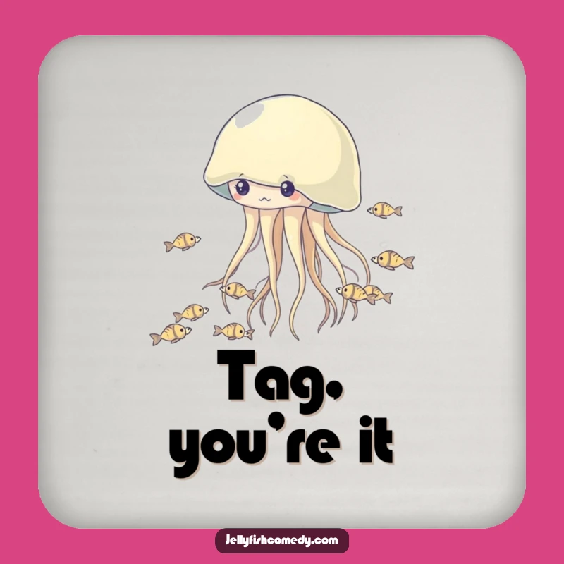 Funny Jellyfish Fish Chase Coaster: Hilarious Cartoon Set to Protect Your Surfaces