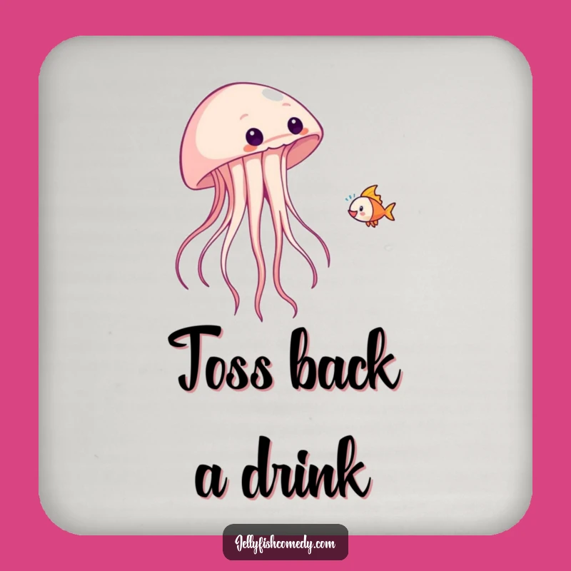 Funny Jellyfish Fish Toss Drink Coaster - Playful Antics Table Gift