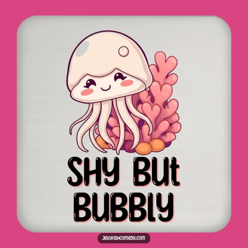 Funny Shy Jellyfish Drink Coaster: Protect Surfaces with Cute Ocean Humor!