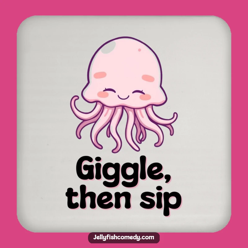 Funny Giggling Jellyfish Drink Coaster - Joyful Wiggles Table Gift
