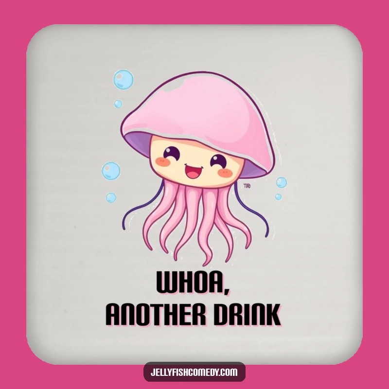 Funny Set of Surprised Jellyfish Coasters, Blown by Current Drink Set, Gift Idea