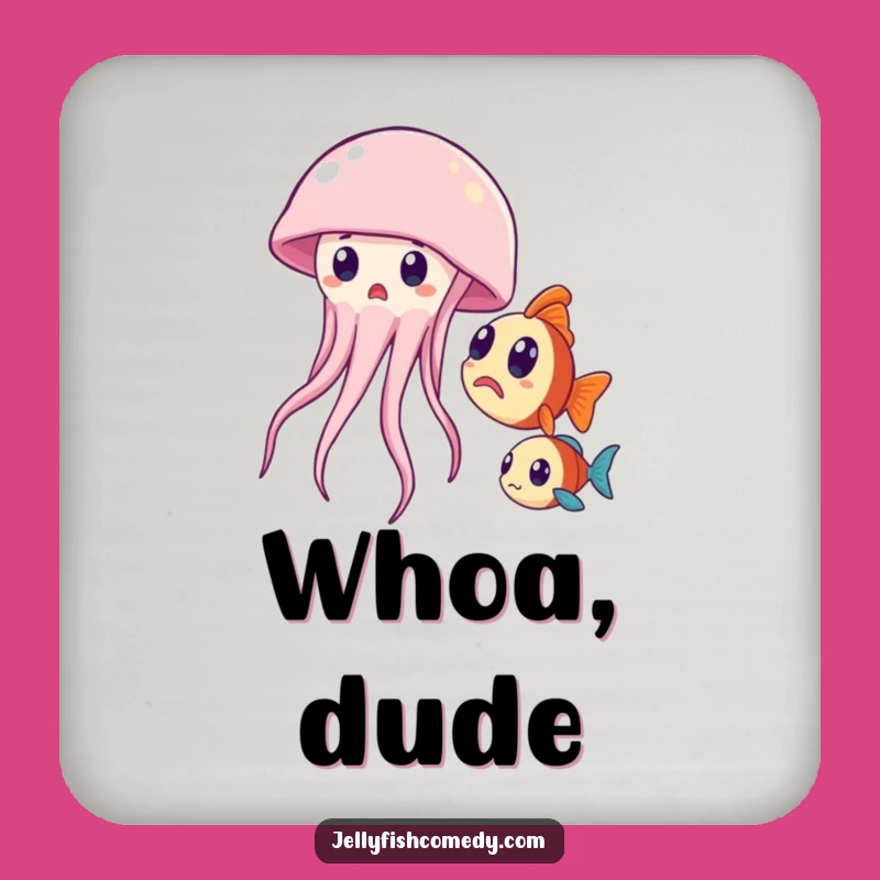Funny Surprised Jellyfish Coaster - Protect Surfaces With Humor