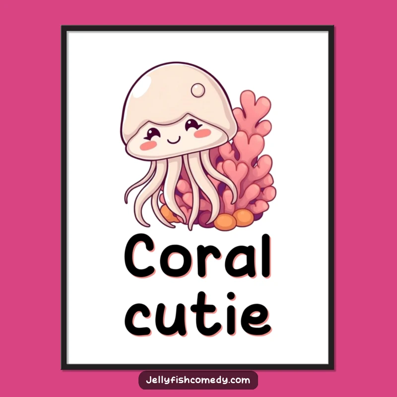 Funny Shy Jellyfish Poster: Bring Cute Ocean Humor and Art to Your Walls!
