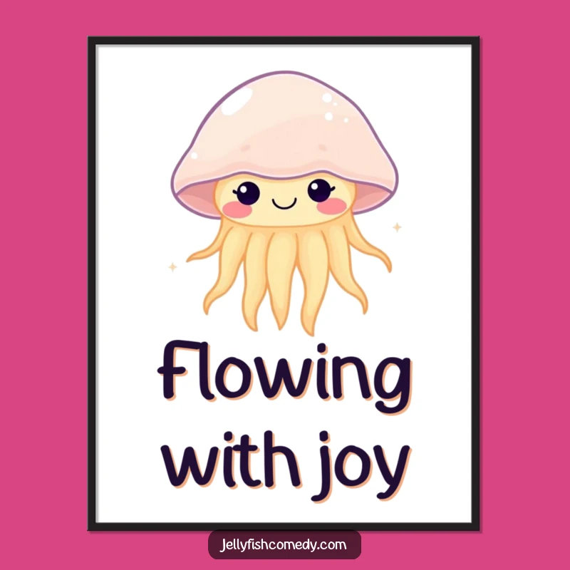 Funny Kawaii Jellyfish Pulsing Poster: Whimsical Wall Art