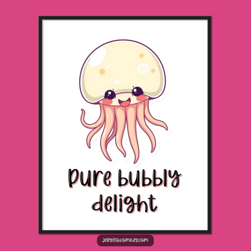 Funny Kawaii Jellyfish Poster: Giggling Tentacles, Delightful Humorous Wall Art